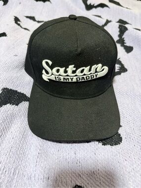 UnisexBlackcraft Satan Is My Daddy Black Baseball Cap Signed by Bobby Schubenski